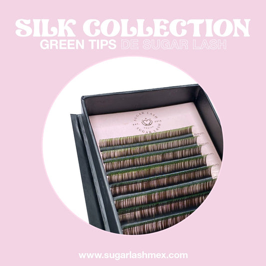 Sugar Lash Silk color collection two-tone mix Negro con puntas verdes
